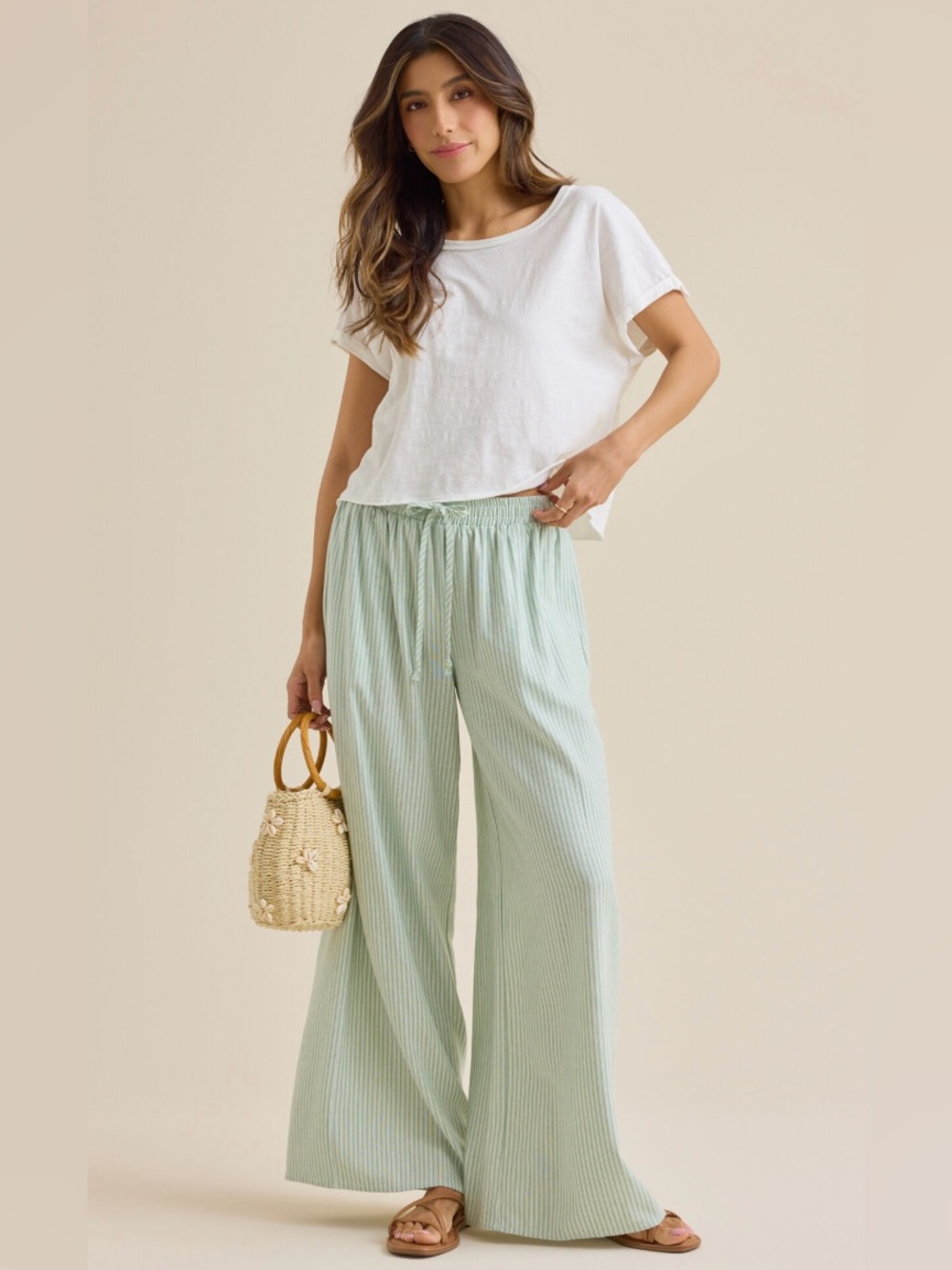 Altar’d State Striped Linen Pants
in Sage